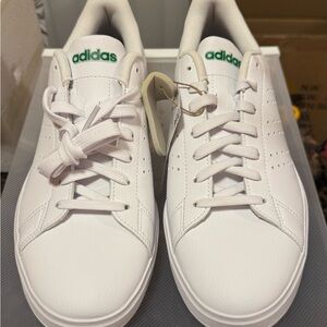 adidas Women's White Sneakers with Green Logo